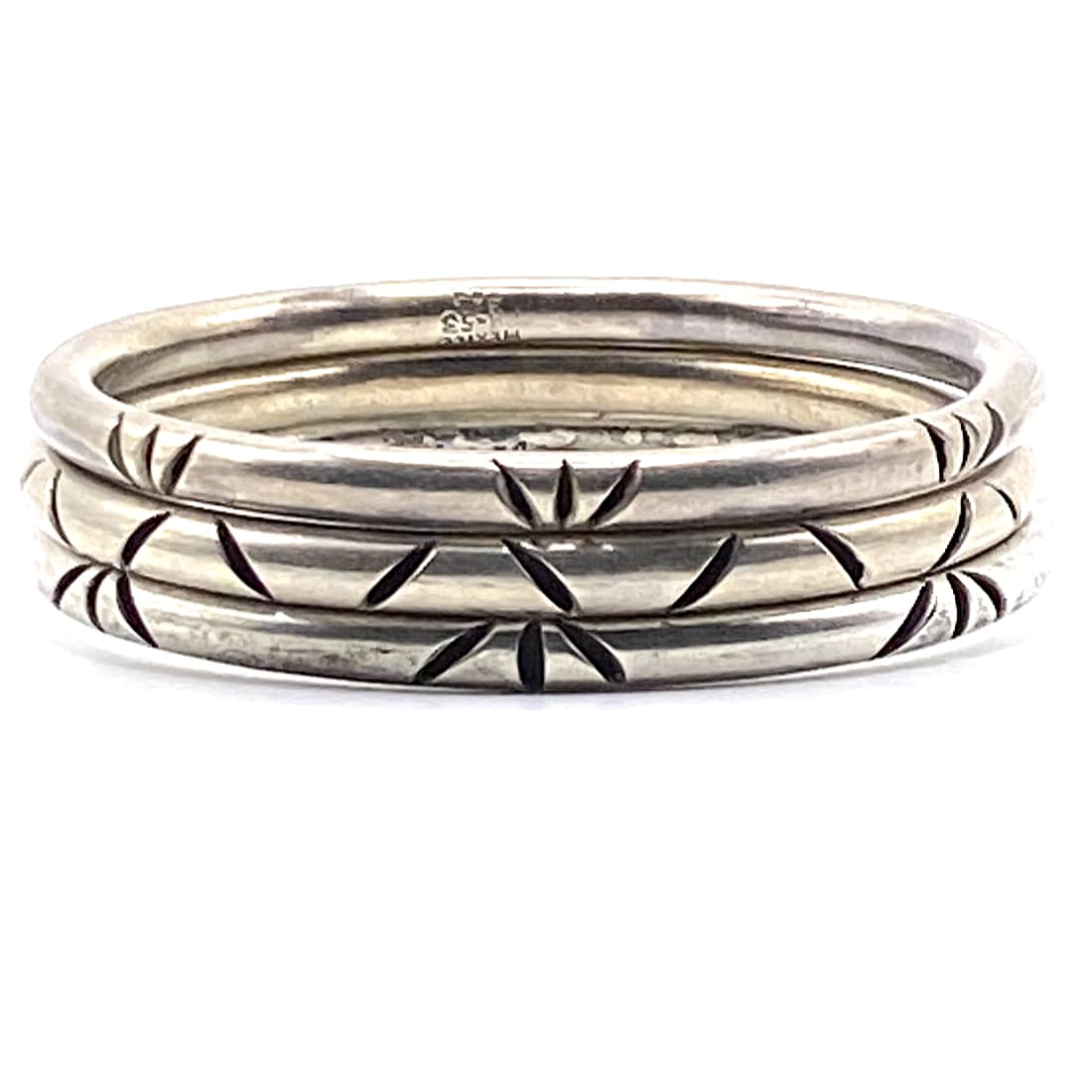 Taxco Mexico Bangle Bracelets Set of 3 Sterling Silver 7.5 -