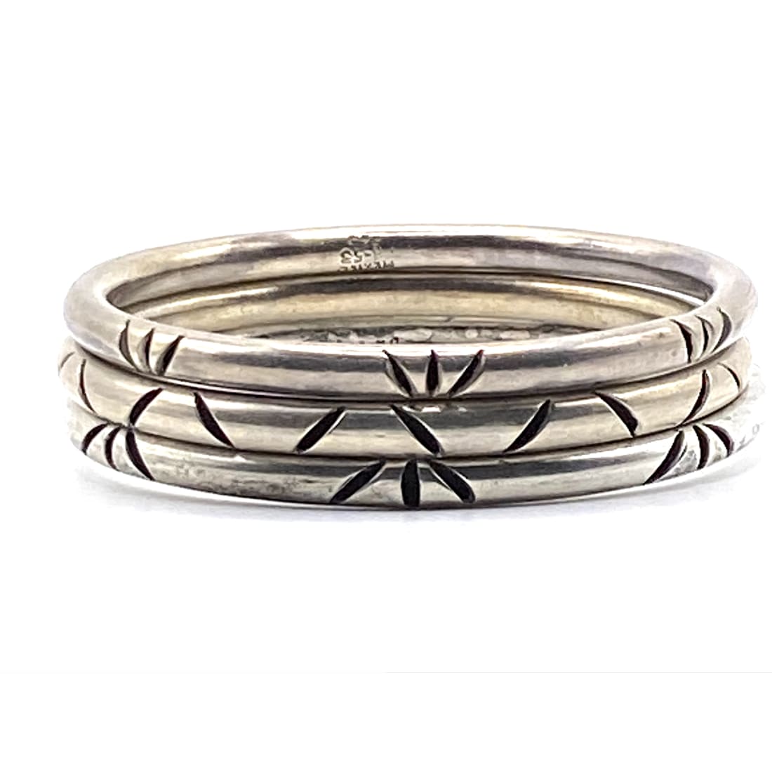 Taxco Mexico Bangle Bracelets Set of 3 Sterling Silver 7.5 -