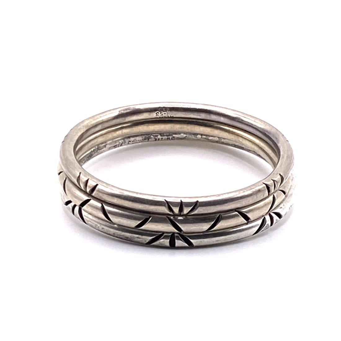 Taxco Mexico Bangle Bracelets Set of 3 Sterling Silver 7.5 -