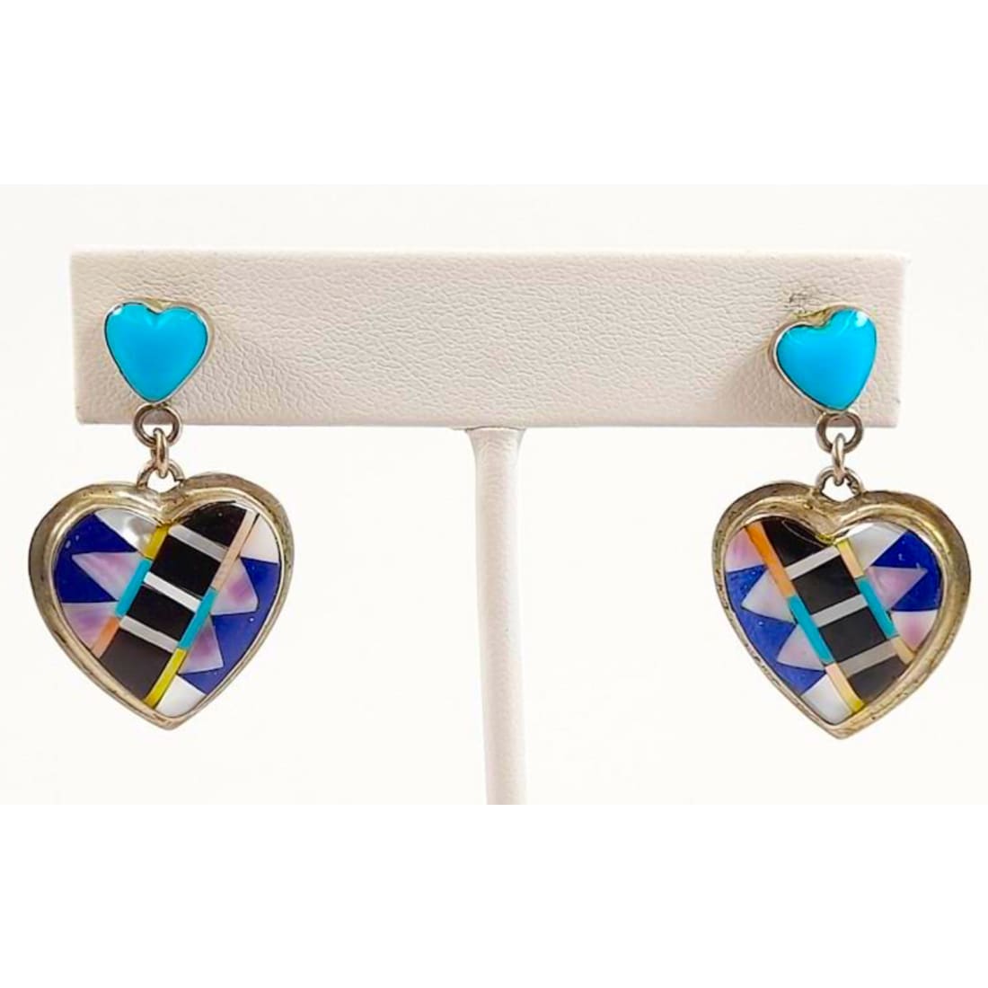 Vintage Navajo Sterling Silver Heart Dangle Earrings Sandra