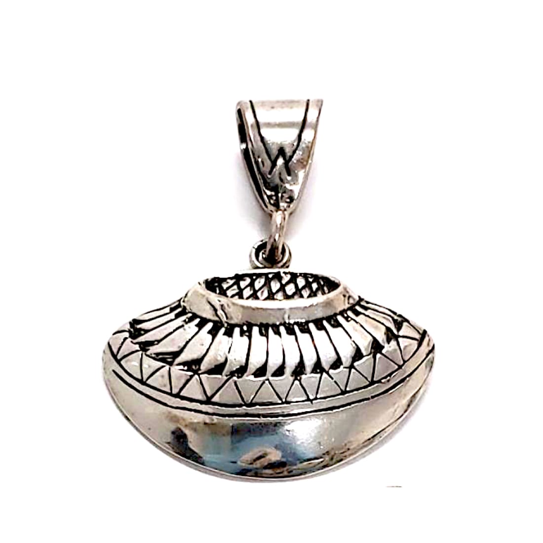Vintage Navajo Sterling Silver Pottery Olla Pendant