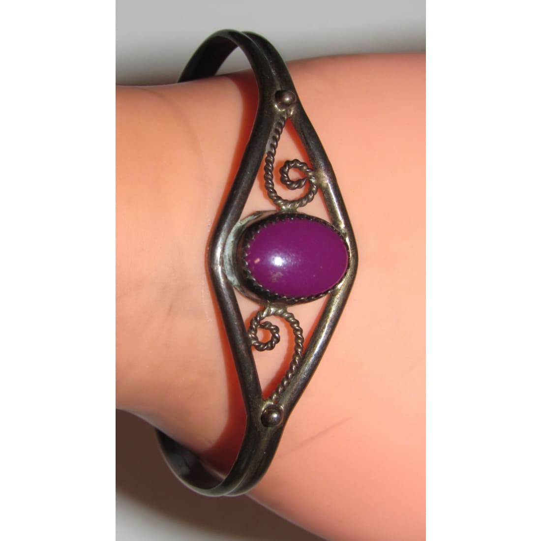 Vintage Navajo Sugilite Cuff Bracelet Sterling Silver