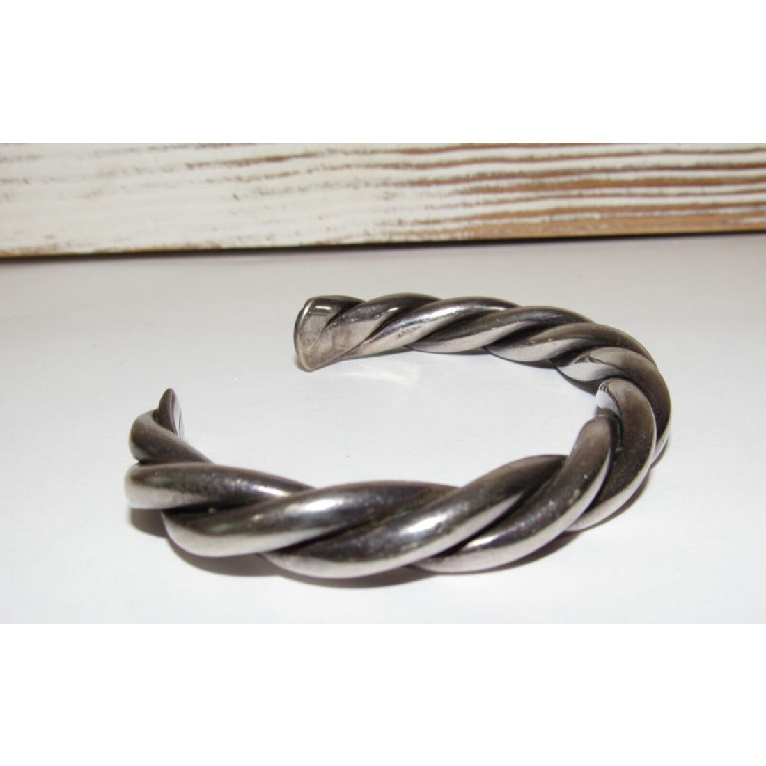 VTG Mexican Twisted Rope Sterling Silver 925 Bracelet Cuff 7