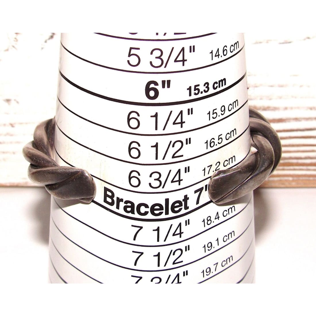 VTG Mexican Twisted Rope Sterling Silver 925 Bracelet Cuff 7