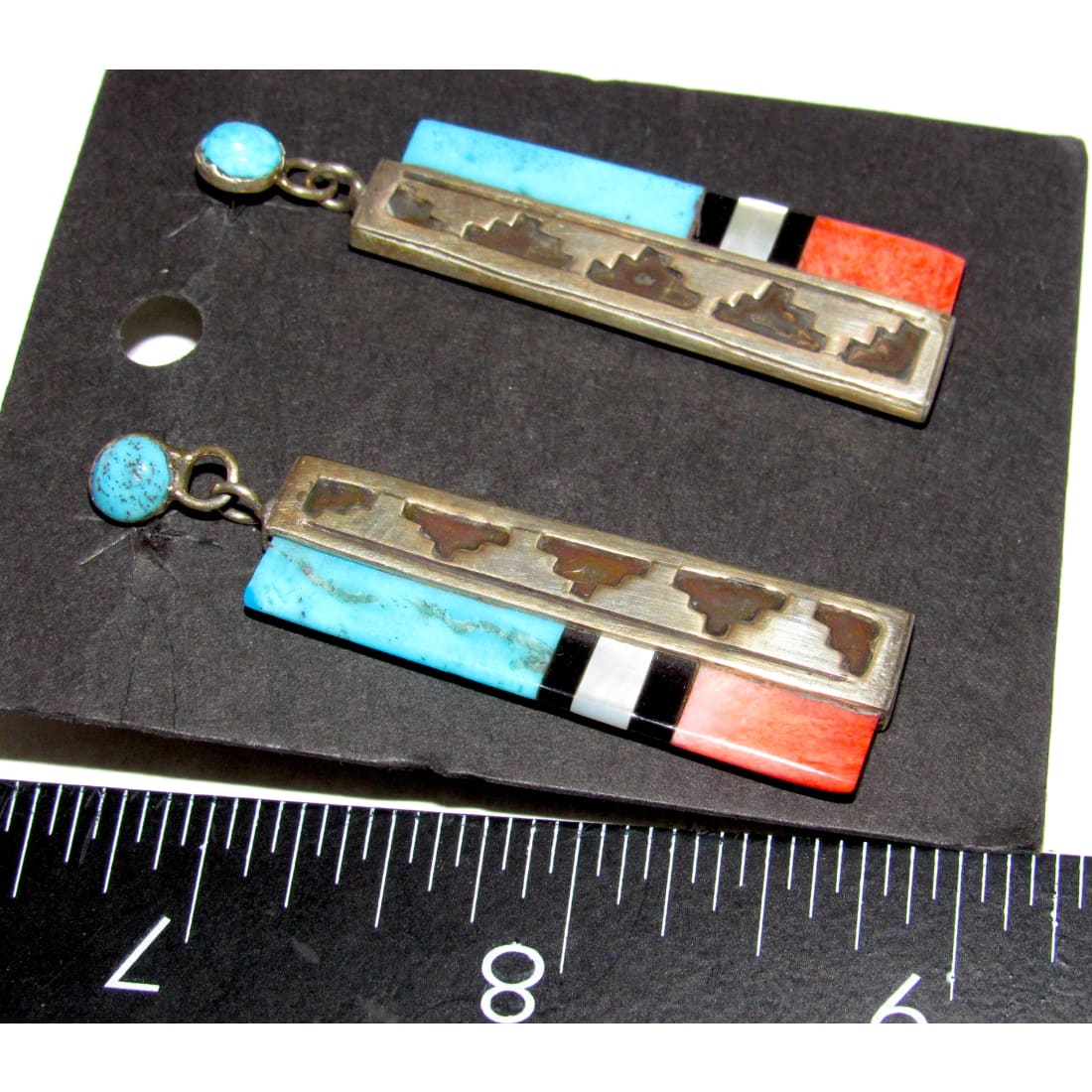 VTG Navajo Orange Spiny & Turquoise Dangle Earrings