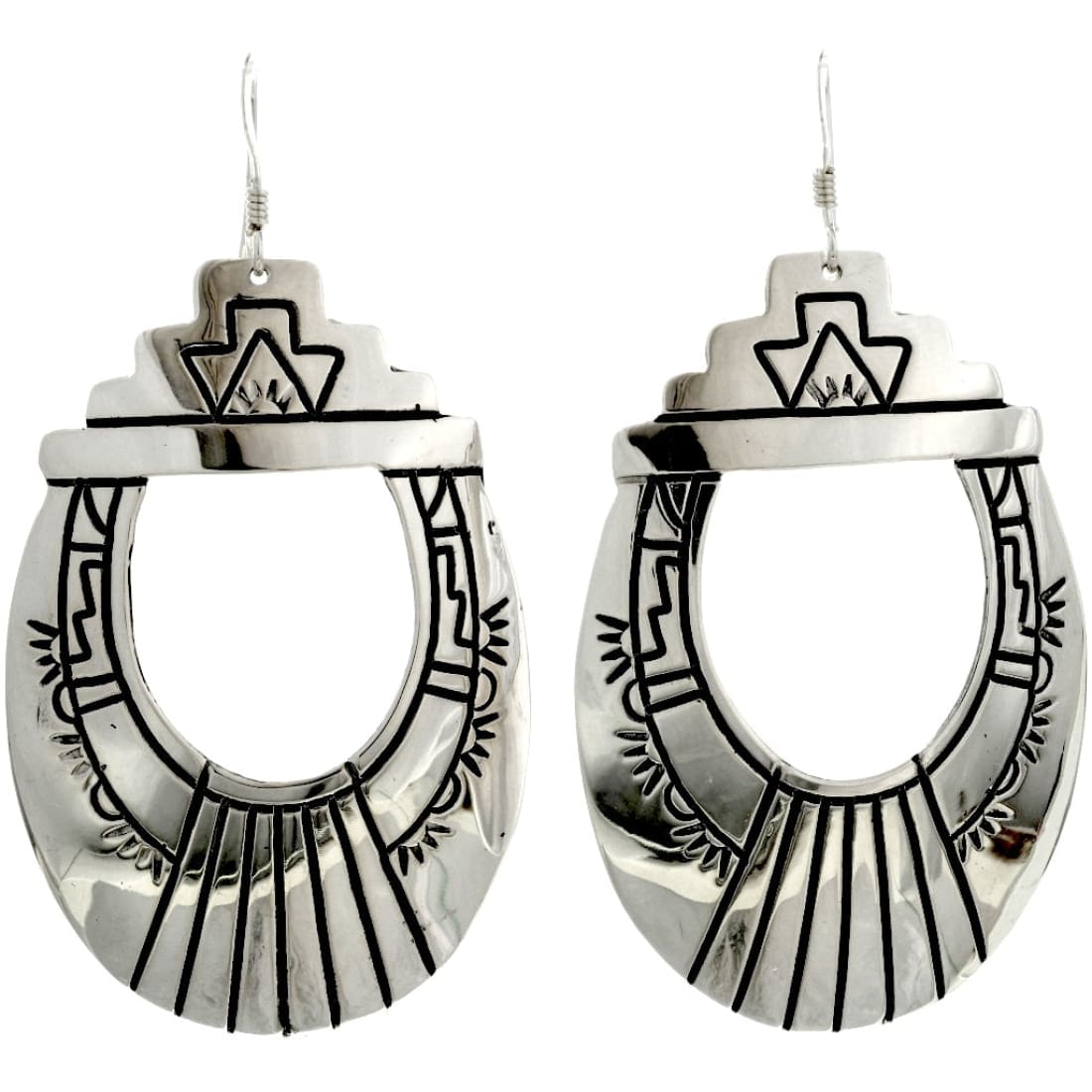 VTG Navajo Tommy Singer Earrings Sterling Silver Concho