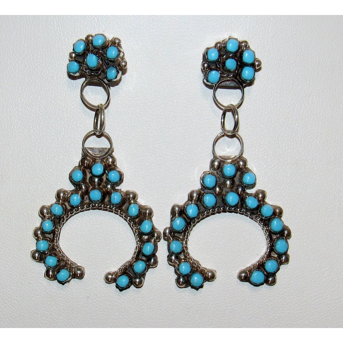 Native American Sterling Silver Turquoise Naja Drop Earrings shops For Women