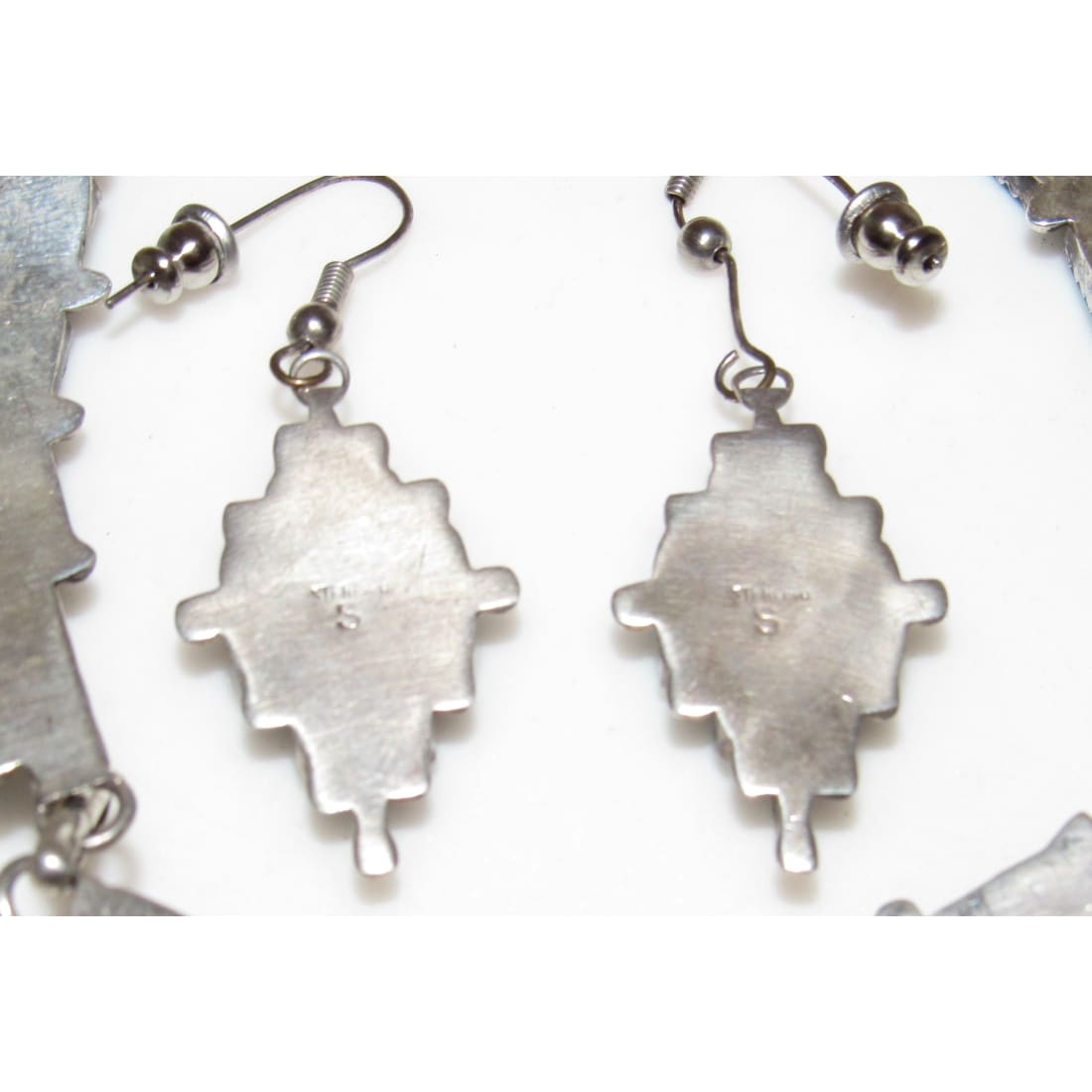 VTG Zuni Turquoise & Sterling Silver Dangle Necklace