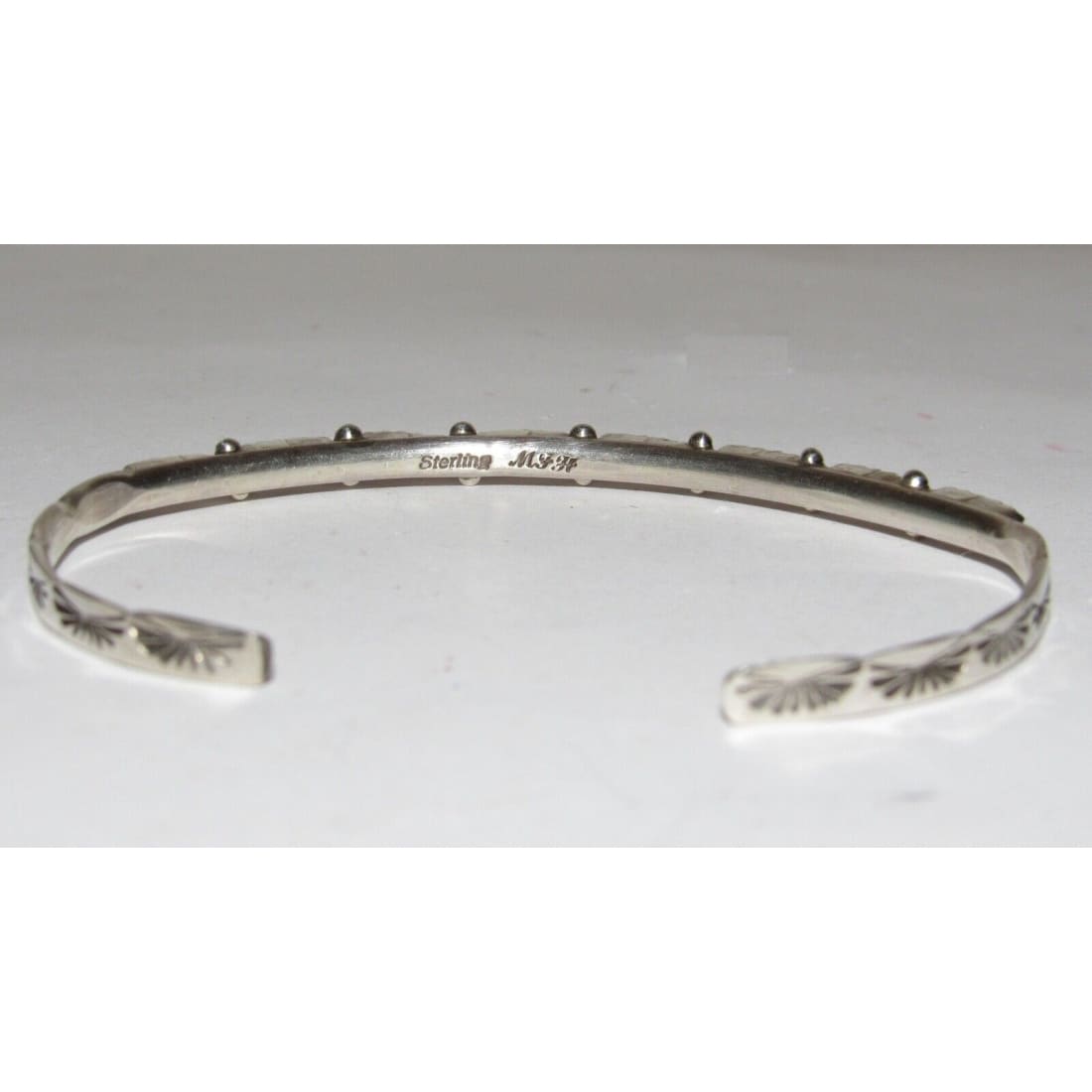 Zuni Coral Petit Point Stacker Cuff Bracelet Sterling Silver
