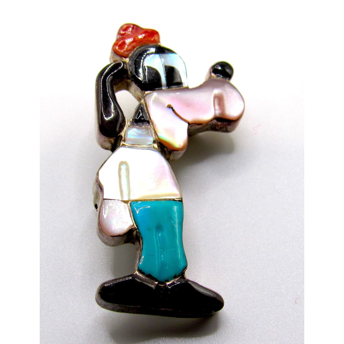 Zuni Goofy Pin Pendant Paula Leekity Sterling Silver Disney