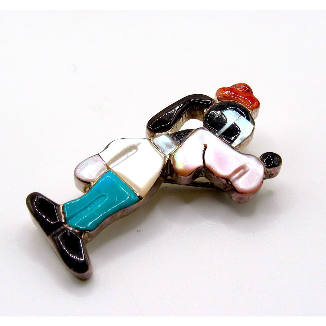 Zuni Goofy Pin Pendant Paula Leekity Sterling Silver Disney