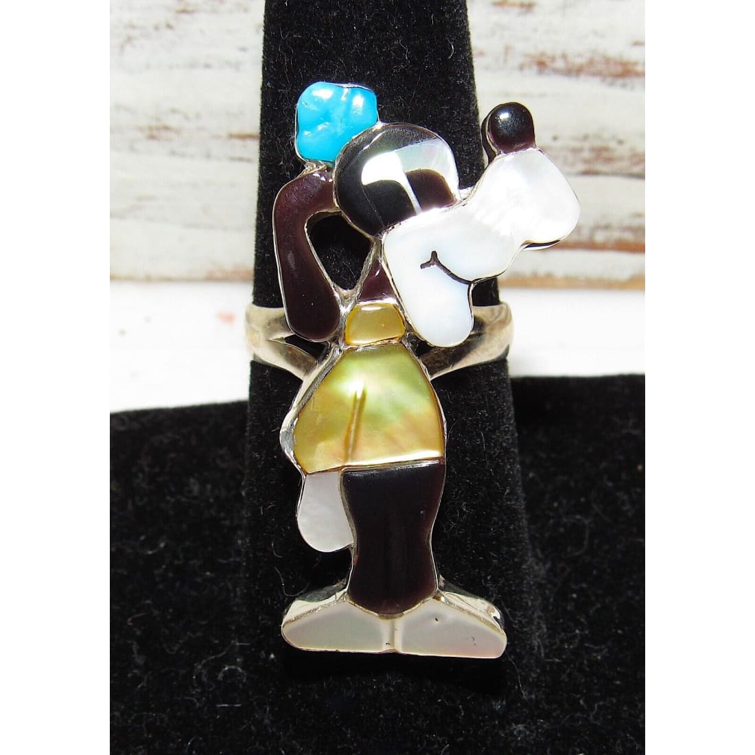 Zuni Goofy Ring Sz 8 P. Leekity Sterling Silver Disney