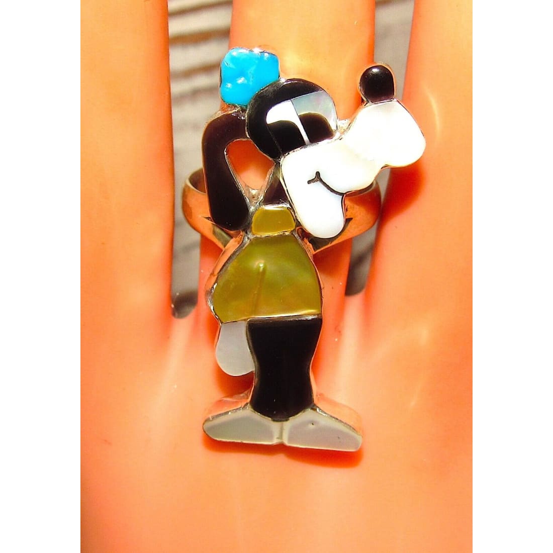 Zuni Goofy Ring Sz 8 P. Leekity Sterling Silver Disney