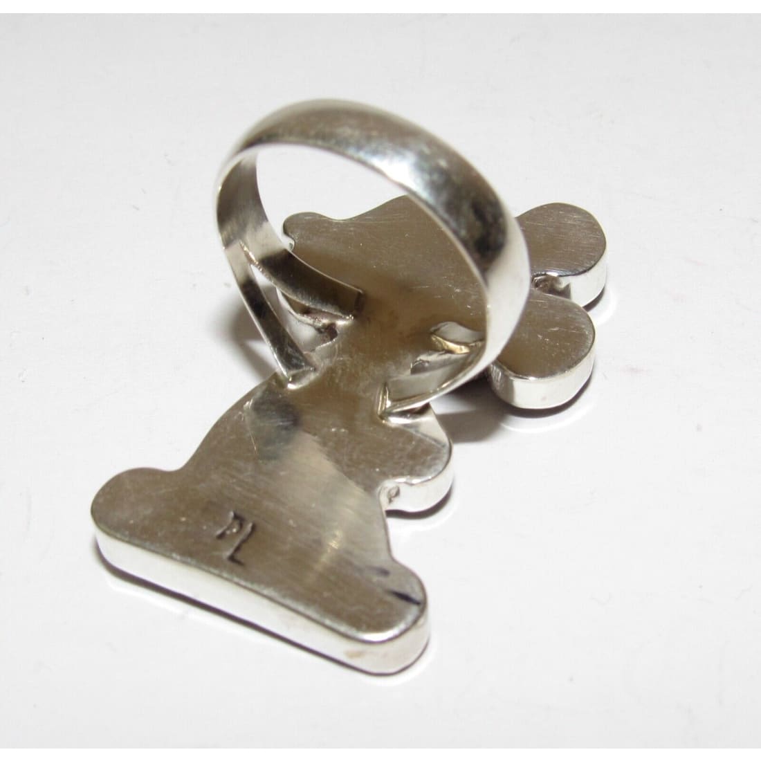 Zuni Mickey Mouse Ring Sz 7.5 P. Leekity Sterling Zuni Toons
