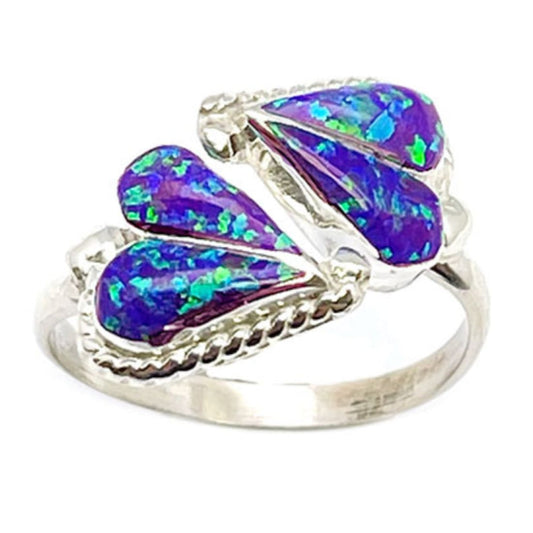 Zuni Opal Heart Ring Sterling Silver J. Cooeyate Size 8