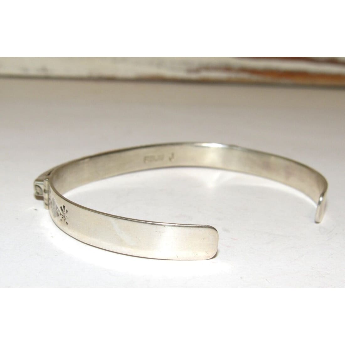 Zuni Orange Spiny Inlay Stacker Cuff Bracelet Sterling