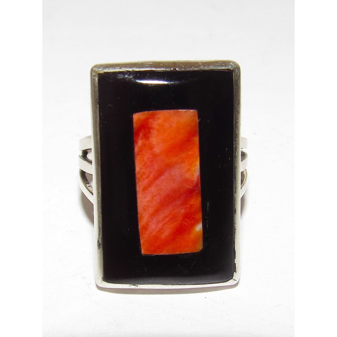 Zuni Orange Spiny Jet Ring by Harlan Coonsis Sz 7 Native