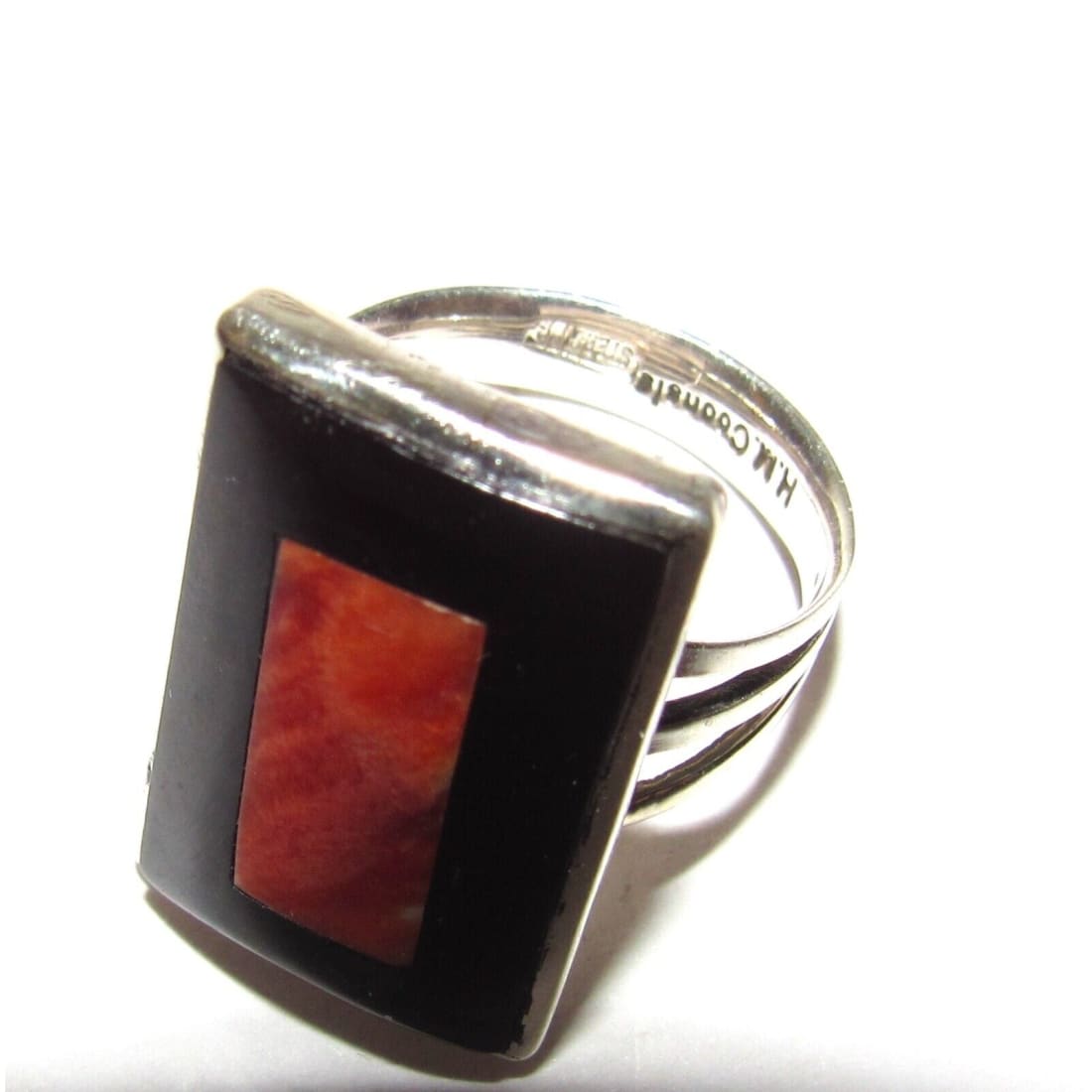 Zuni Orange Spiny Jet Ring by Harlan Coonsis Sz 7 Native