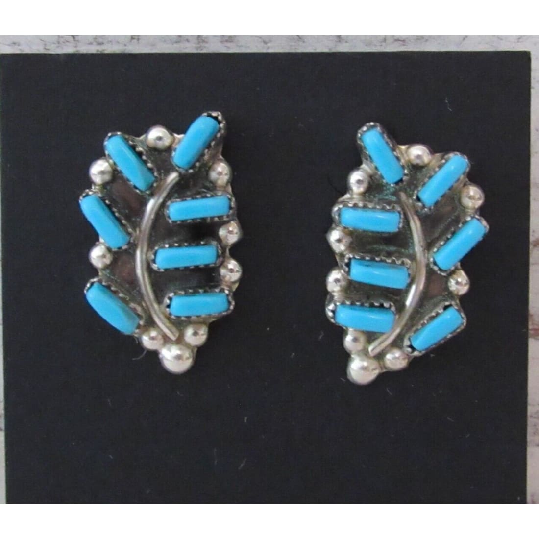 Zuni Petit Point Turquoise Cluster Post Earrings Sterling