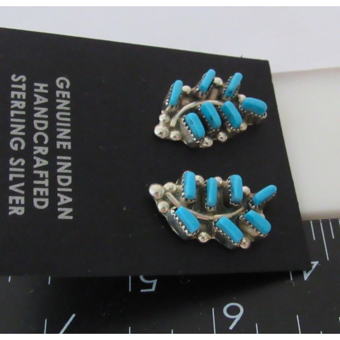 Zuni Petit Point Turquoise Cluster Post Earrings Sterling