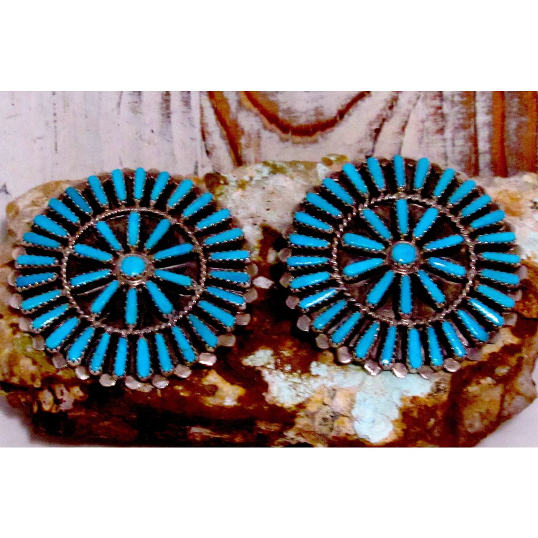 Zuni Petit Point Turquoise Post Earrings Sterling V. Byjoe
