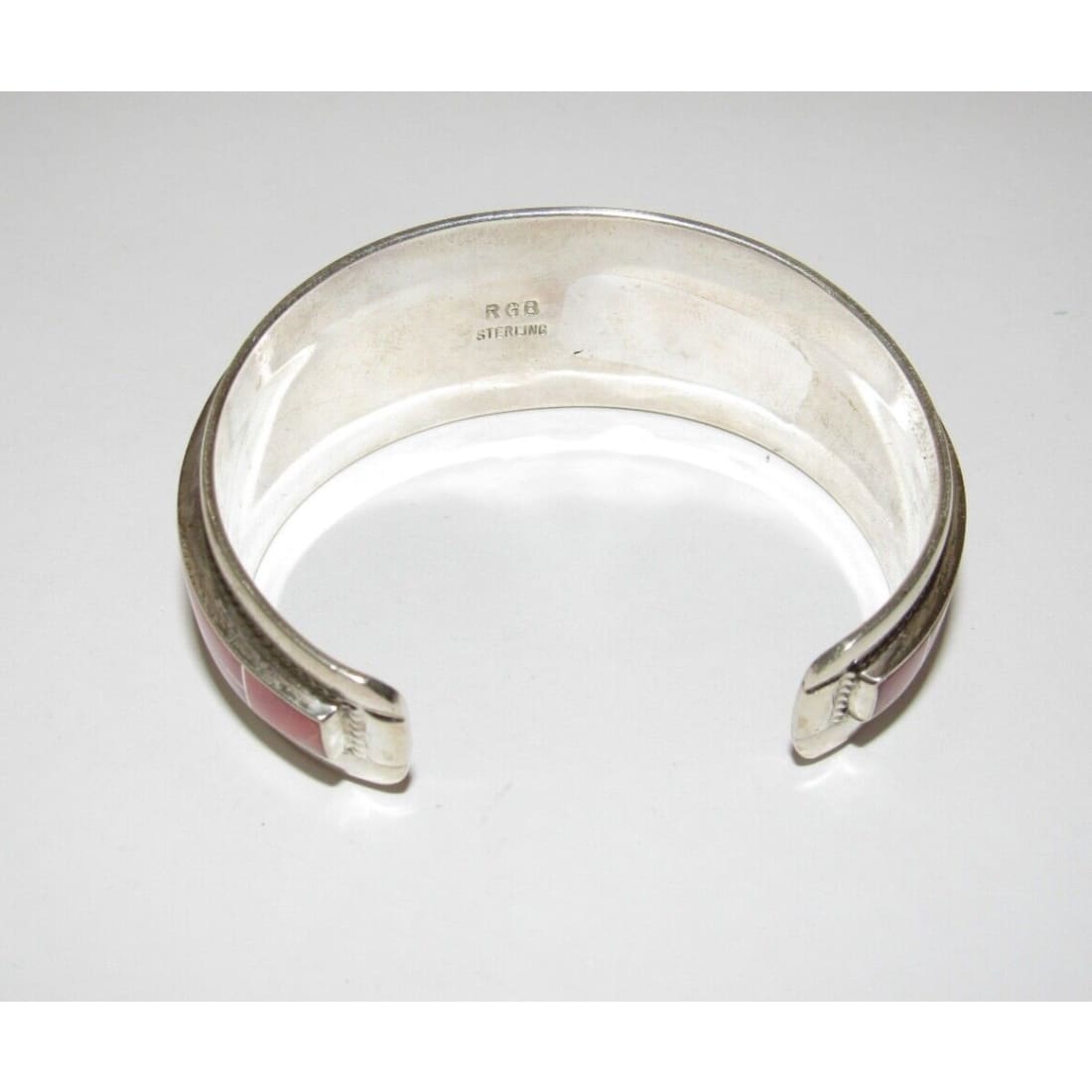 Zuni Red Spiny Inlay Statement Cuff Bracelet Sterling Rick &