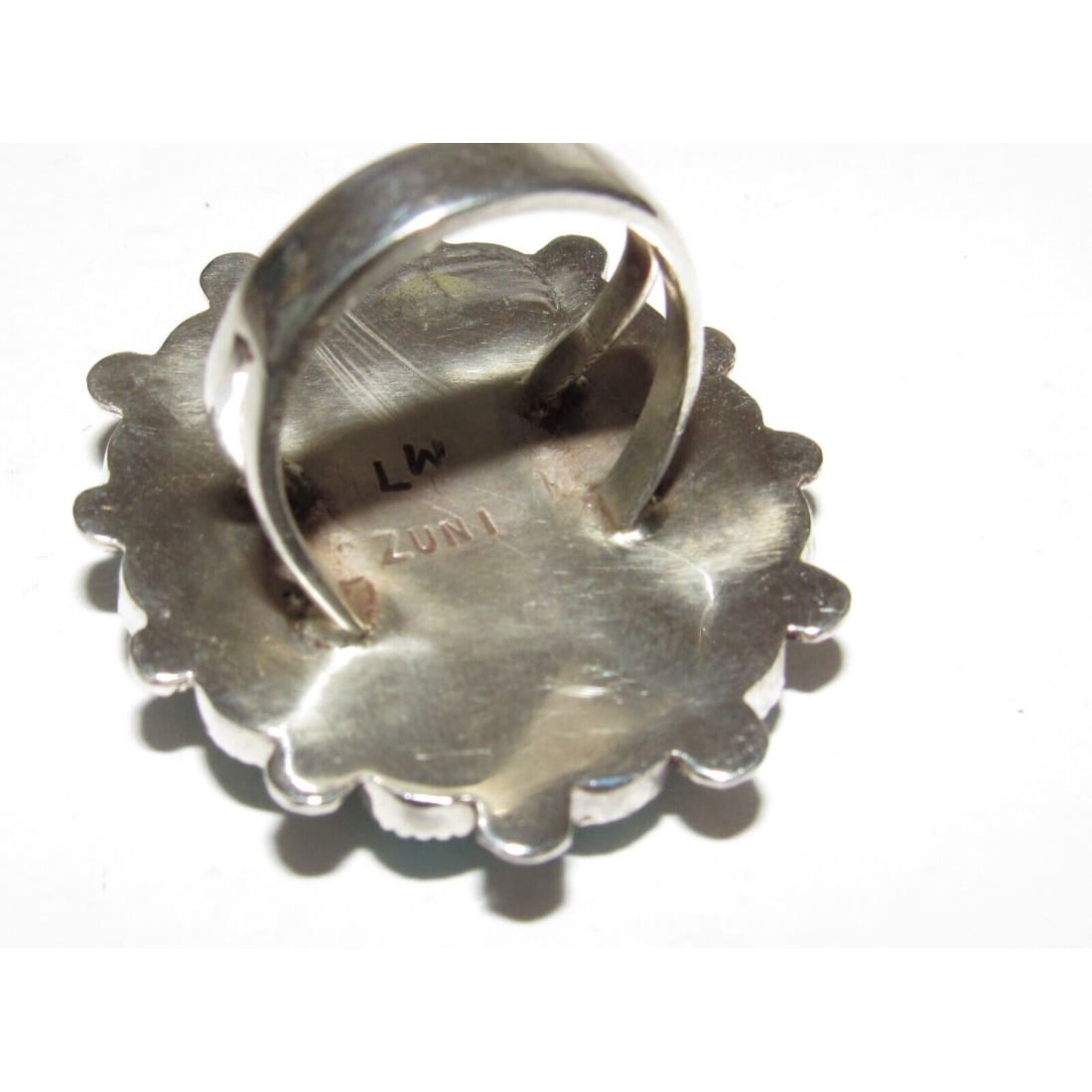 Zuni Royston Turquoise Statement Cluster Ring Sz 9 Sterling