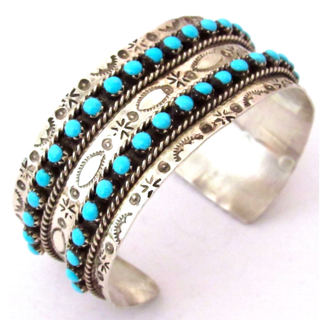 Zuni Sleeping Beauty Mine Snake Eye Turquoise Cuff Bracelet