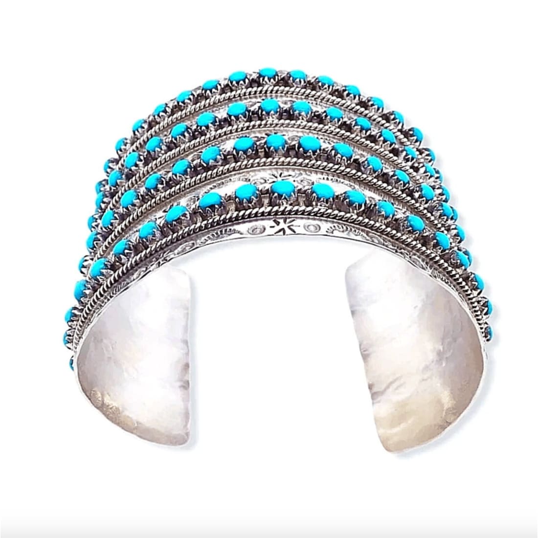 Huge Zuni Sleeping Beauty Mine Snake Eye Turquoise Cuff