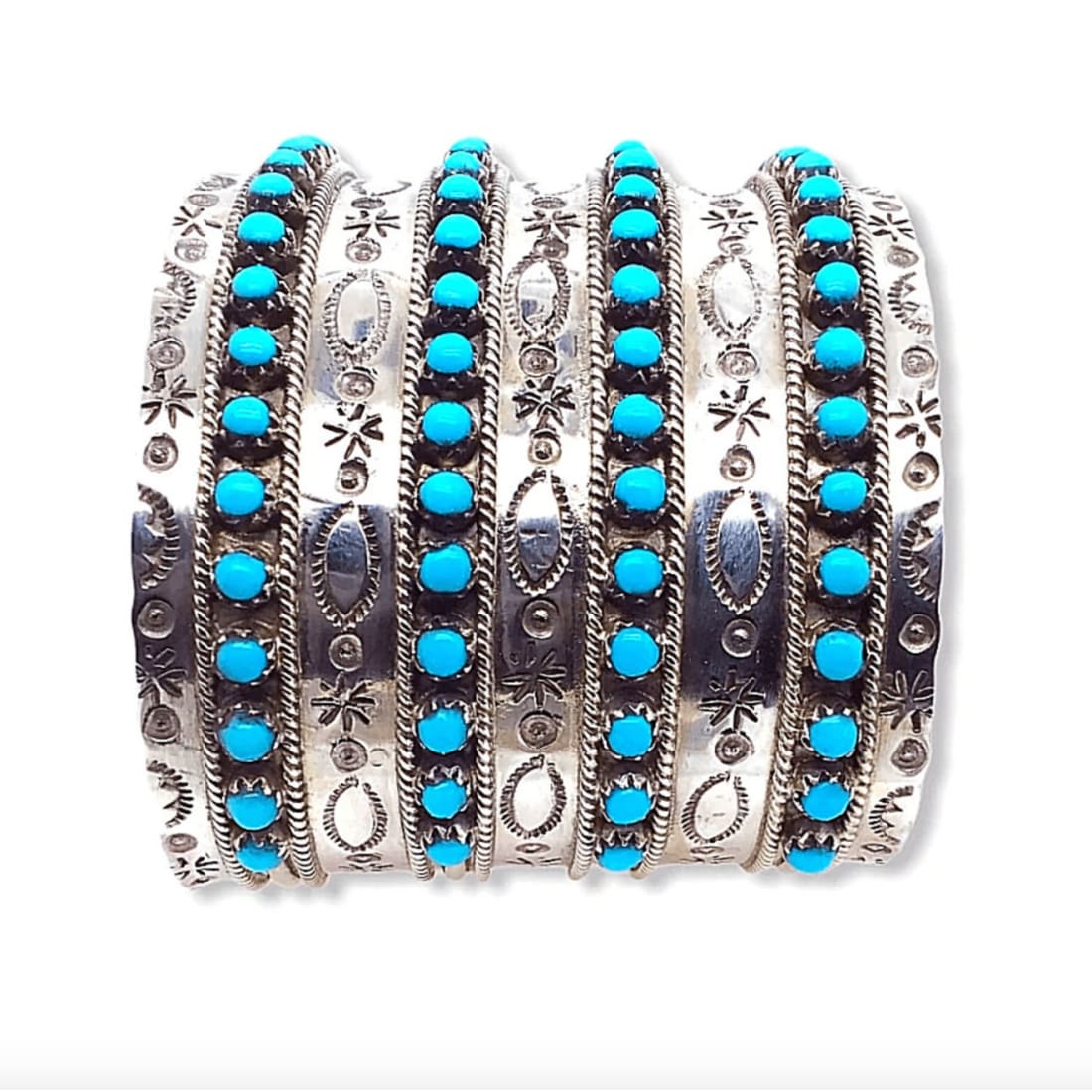 Huge Zuni Sleeping Beauty Mine Snake Eye Turquoise Cuff