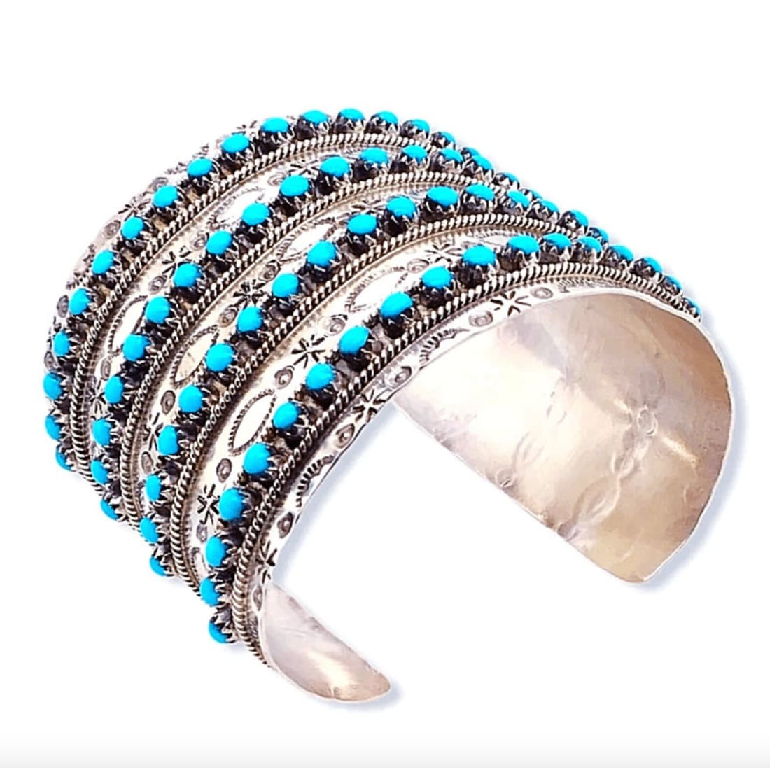 Huge Zuni Sleeping Beauty Mine Snake Eye Turquoise Cuff