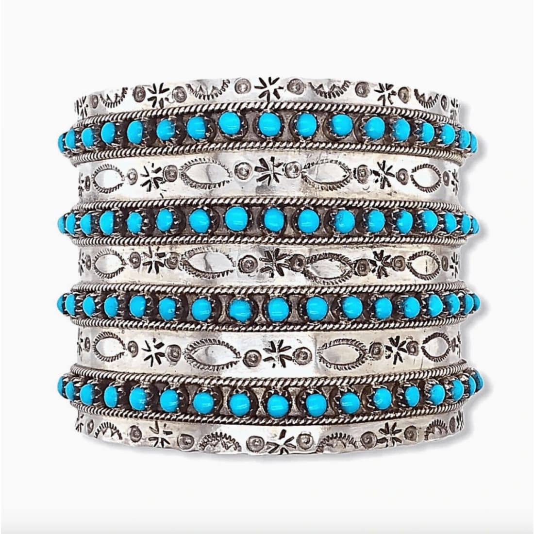 Huge Zuni Sleeping Beauty Mine Snake Eye Turquoise Cuff