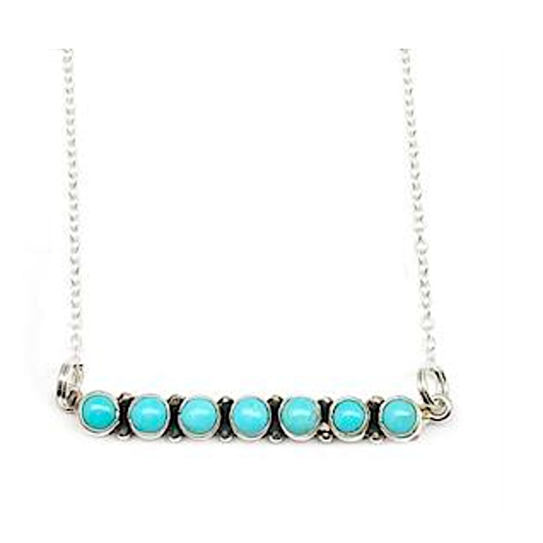 Zuni Sleeping Beauty Snake Eye Turquoise Bar Necklace