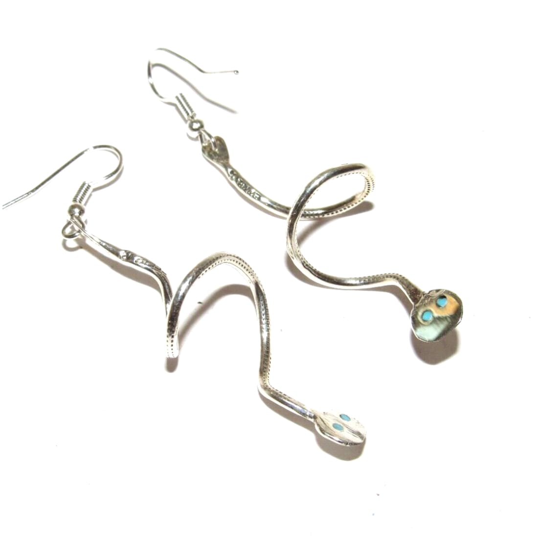 Zuni Snake Dangle Earrings Effie Calavaza Sleeping Beauty