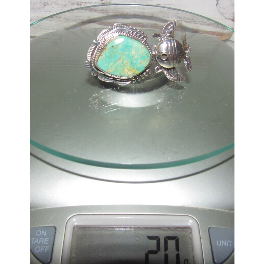 Large Navajo Kachina Ring Sz 7 Bennie Ration Royston Turquoise Sterling Native American