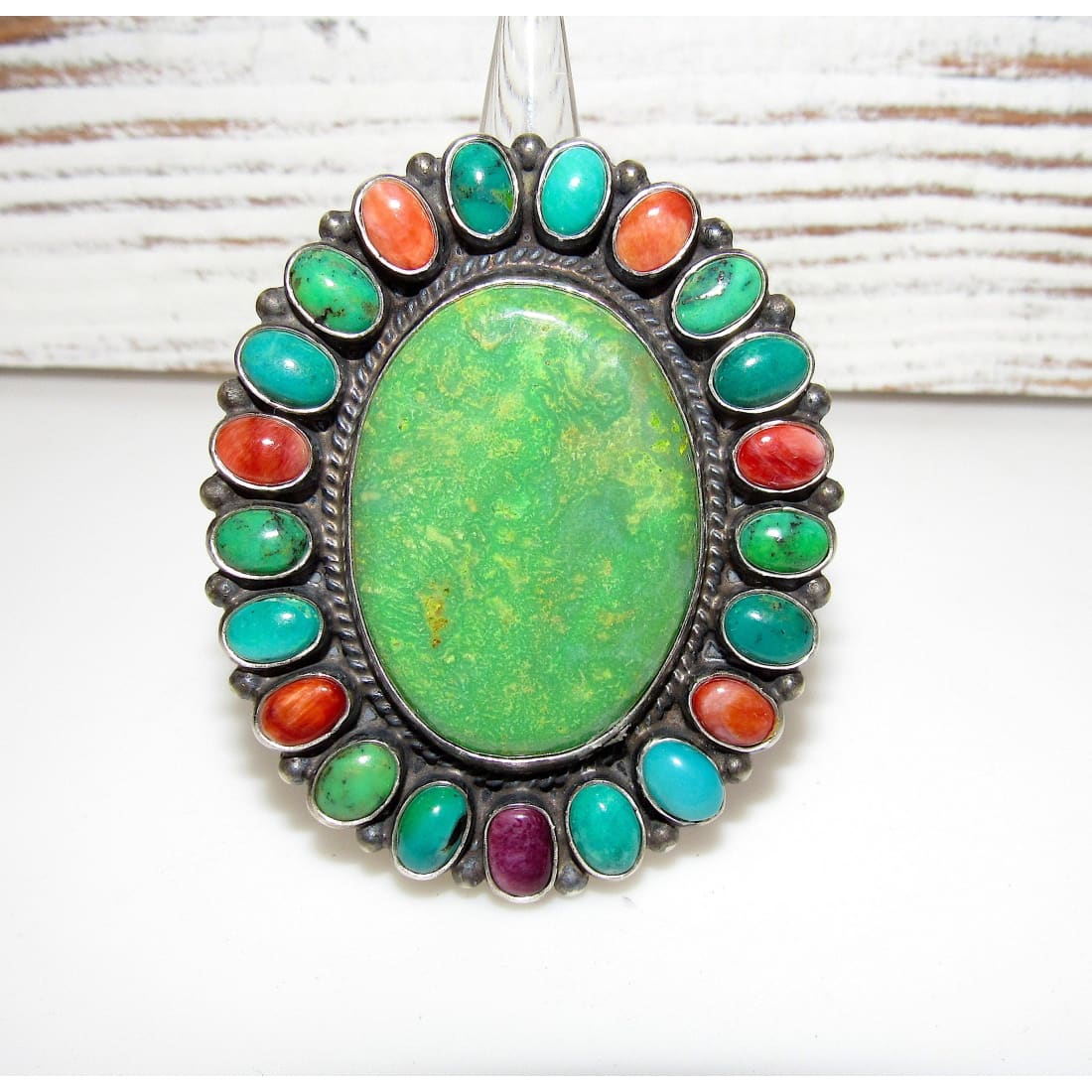 Massive Navajo Carico Lake Turquoise Spiny Cluster Ring Sz 9 Anthony Skeets The Southwestern Style Gallery