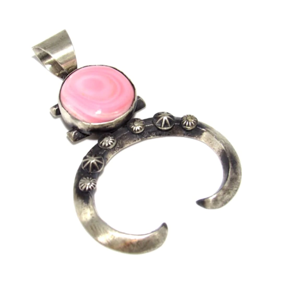 Massive Navajo Naja Pendant Pink Conch Shell Sand Cast