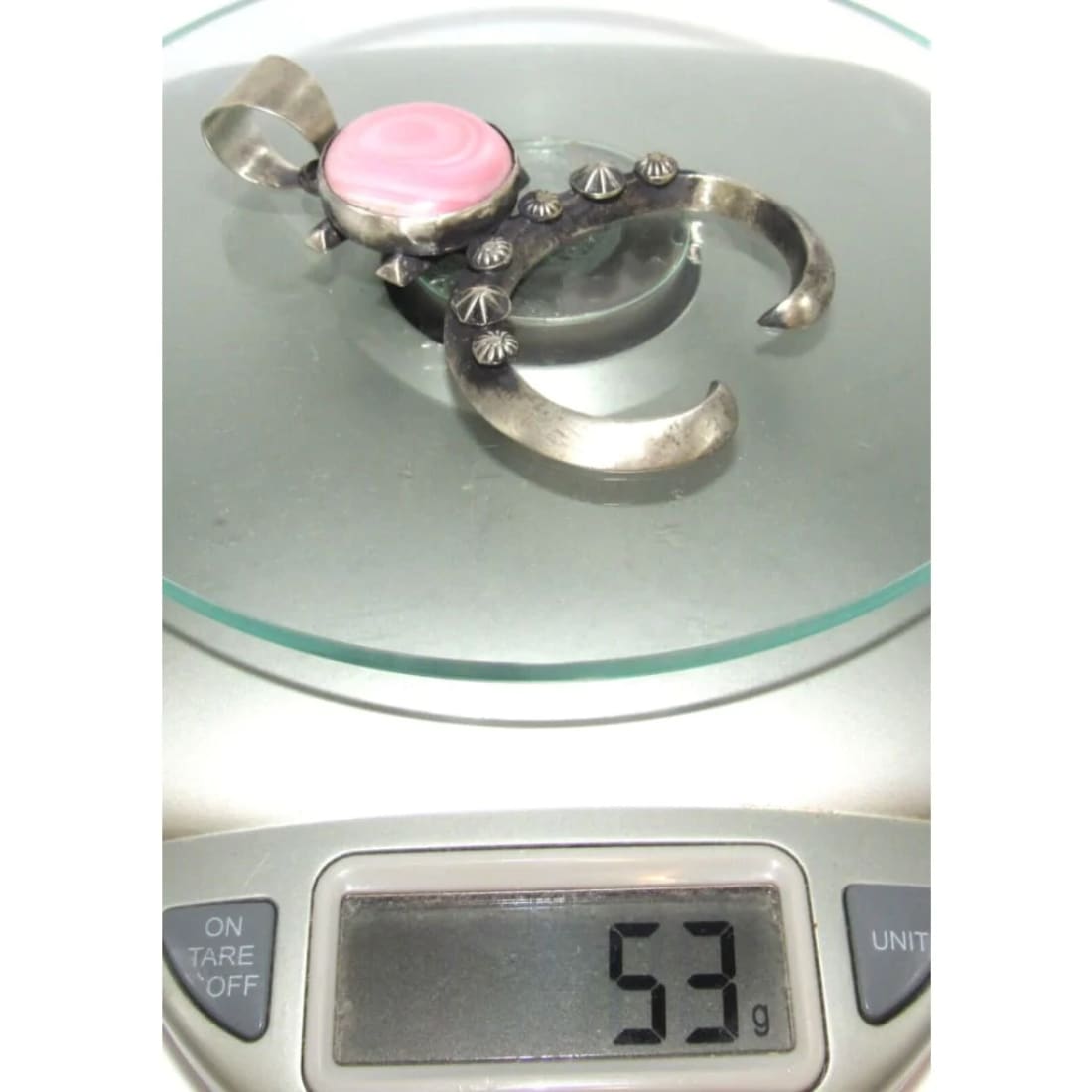 Massive Navajo Naja Pendant Pink Conch Shell Sand Cast