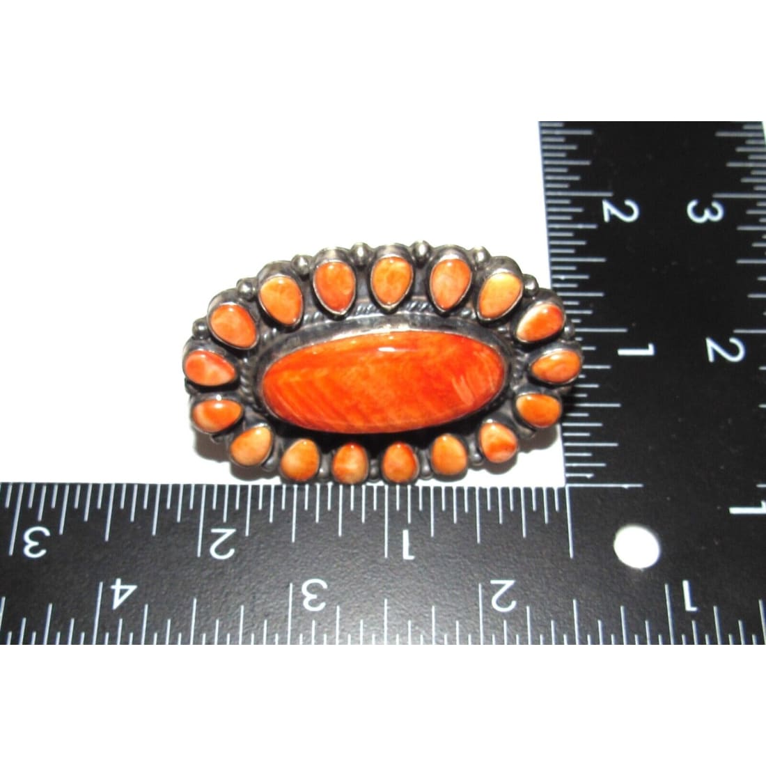 Massive Navajo Orange Spiny Cluster Ring Sz 8 Sterling