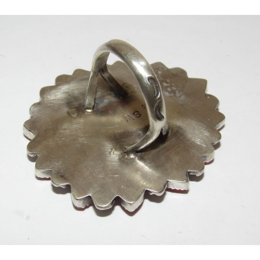 Massive Navajo Red Spiny Oyster Cluster Ring Sz 9 Sterling