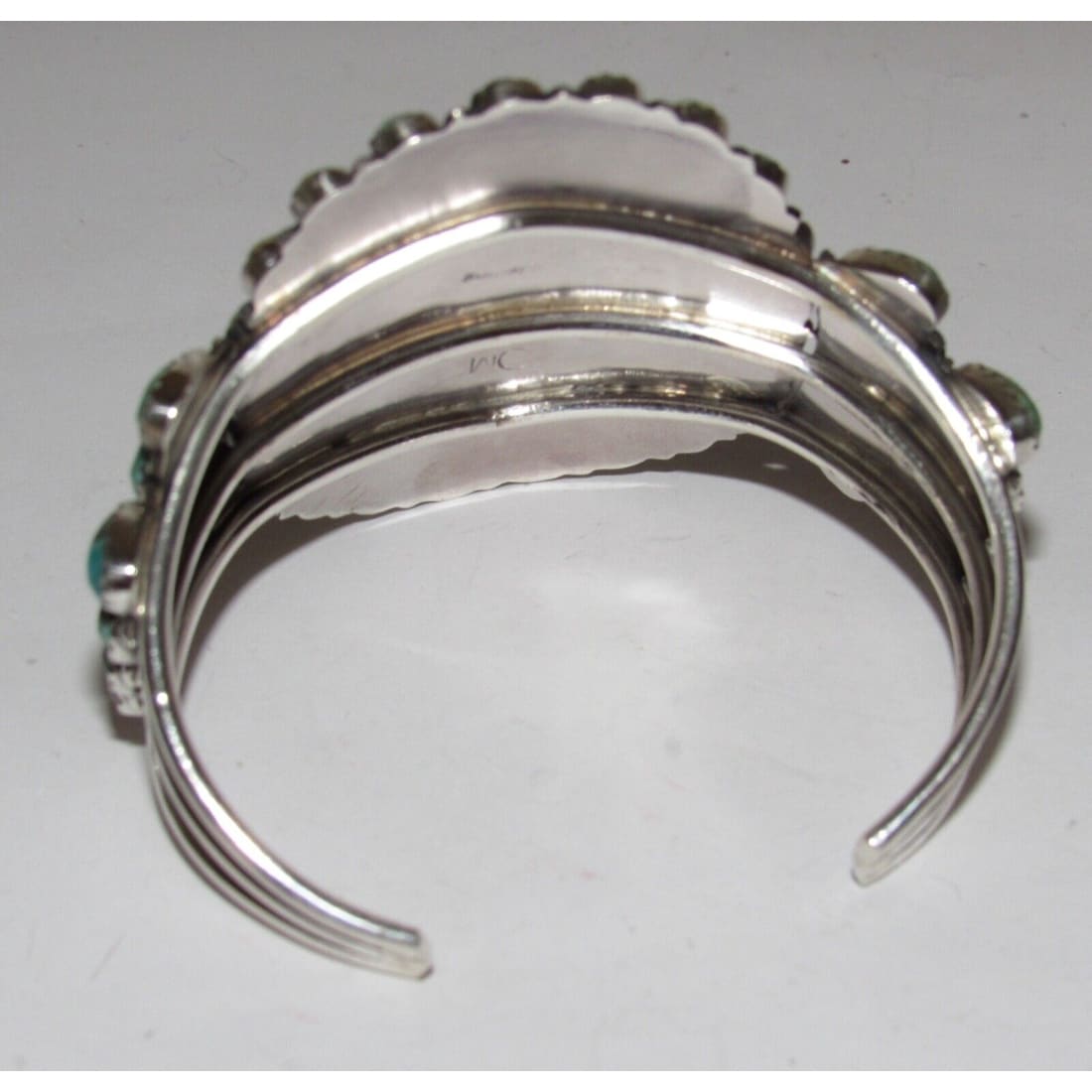Massive Navajo Turquoise Cluster Cuff Bracelet Sterling
