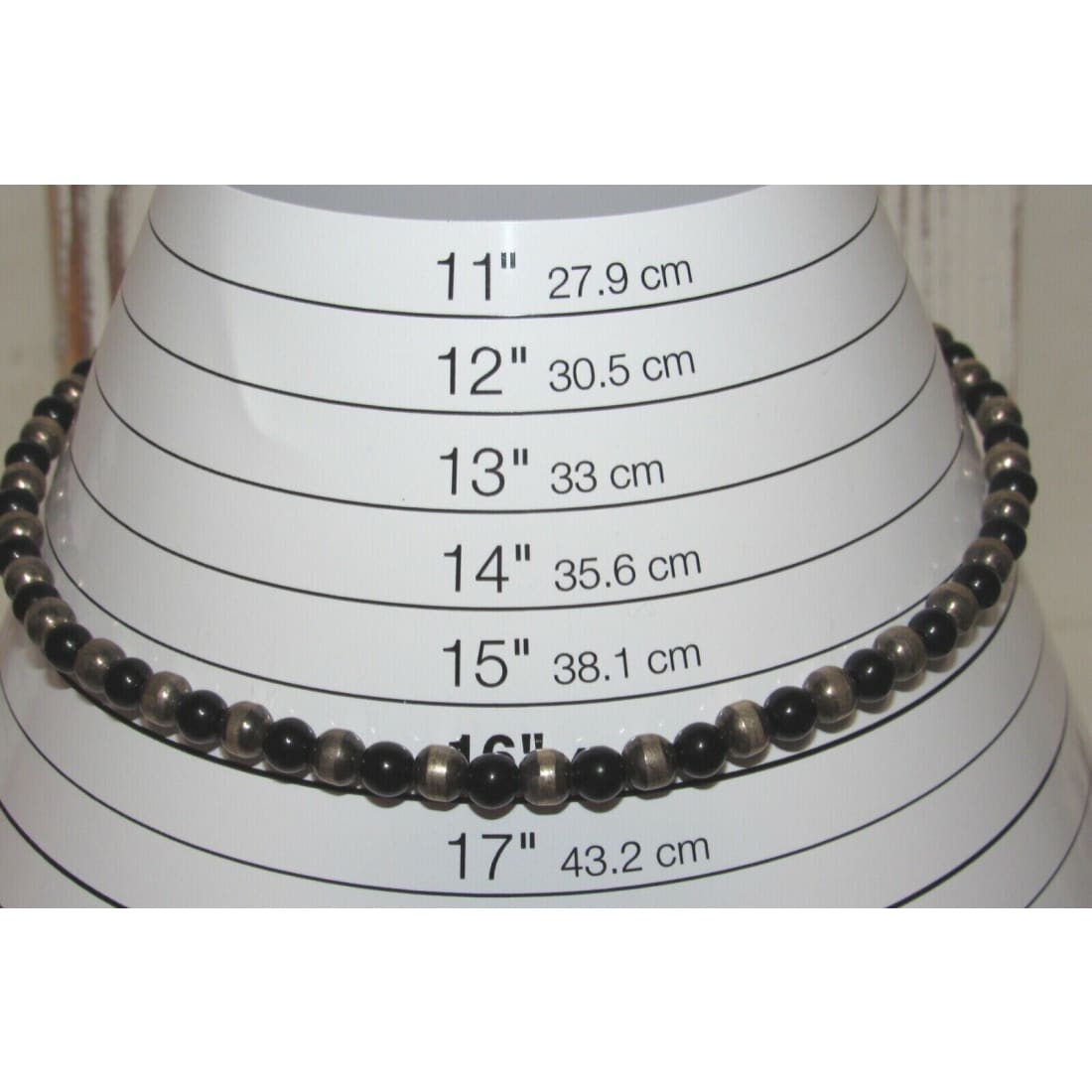 Mexican Taxco Necklace Sterling Silver Onyx 16 Hallmarked