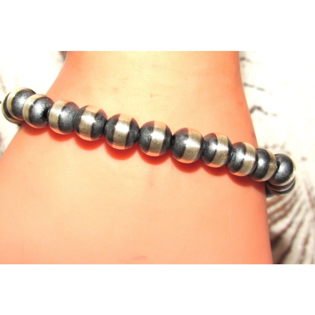 Native American Handmade Sterling Silver Navajo Pearl Beaded