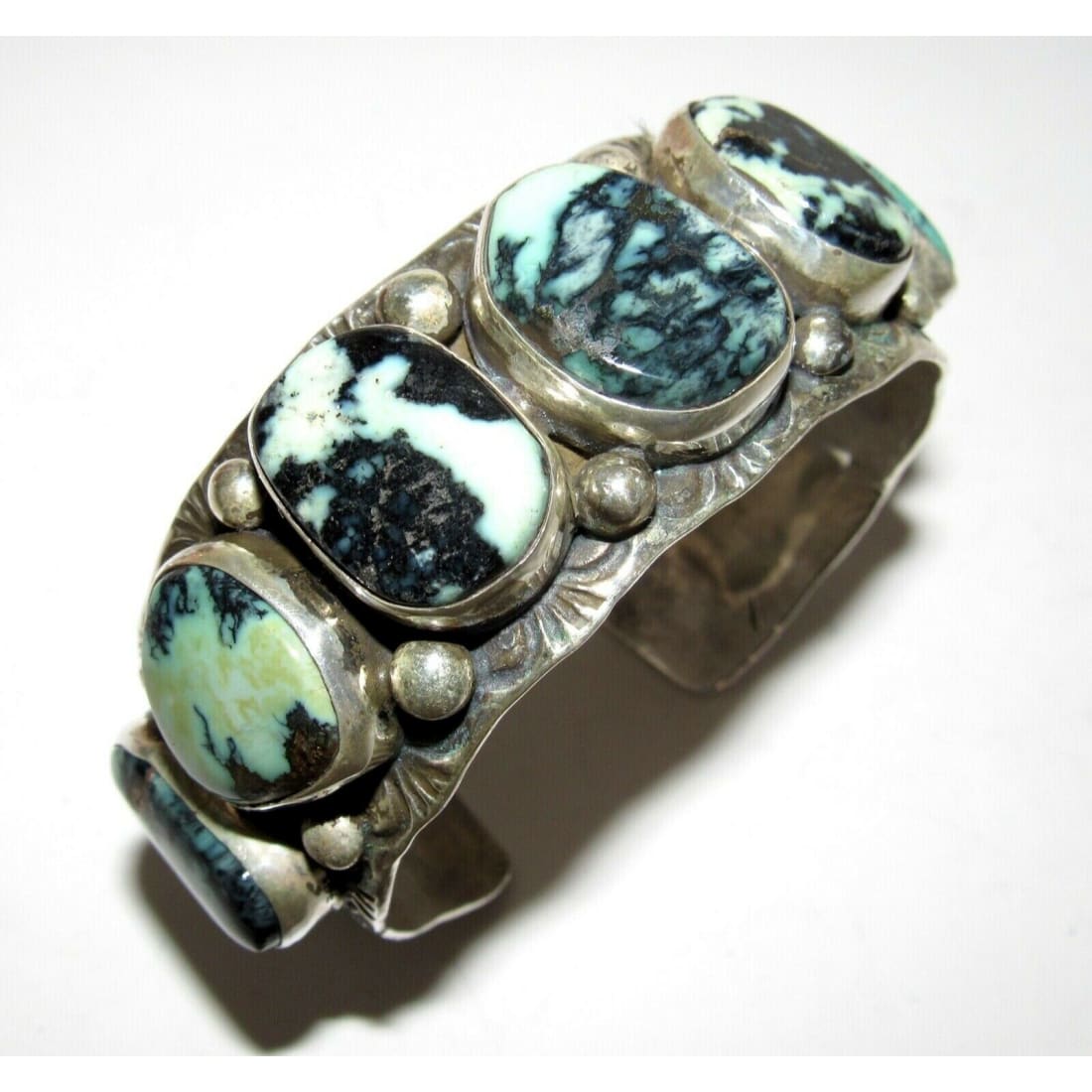 Navajo Adam Fierro Apache Variscite Sterling Cuff Bracelet Singed 75Gr Native American