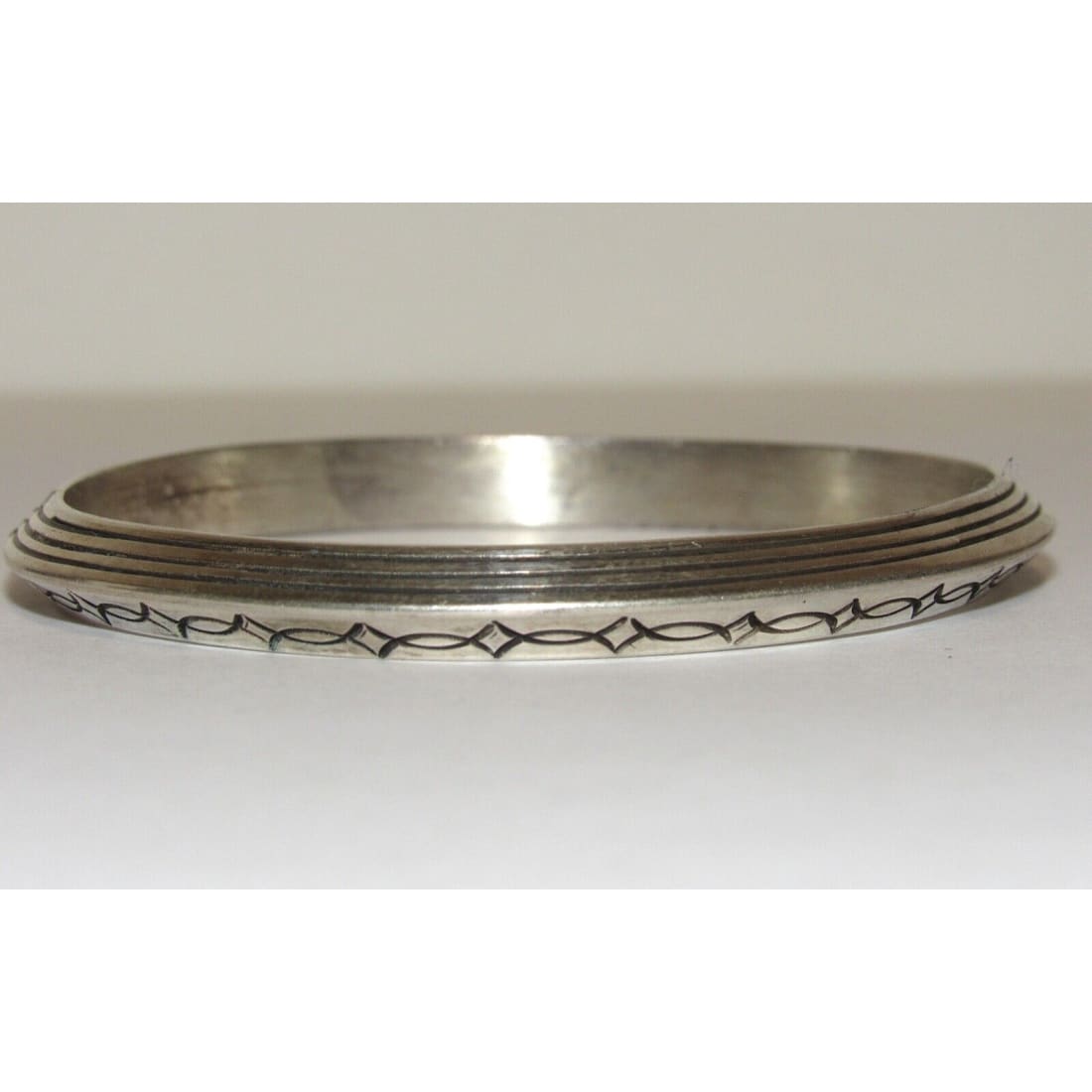 Navajo Bangle Bracelet Sterling Silver Ingot Tribal Design