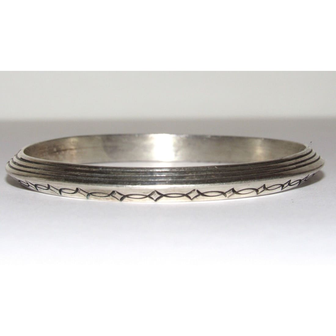 Navajo Bangle Bracelet Sterling Silver Ingot Tribal Design