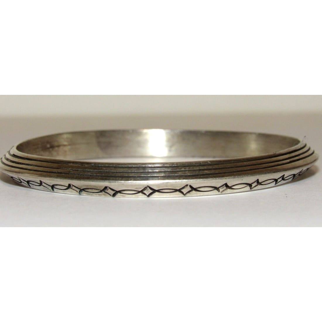 Navajo Bangle Bracelet Sterling Silver Ingot Tribal Design