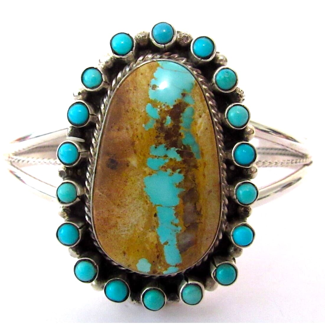 Navajo Boulder Royston Turquoise Cluster Cuff Bracelet
