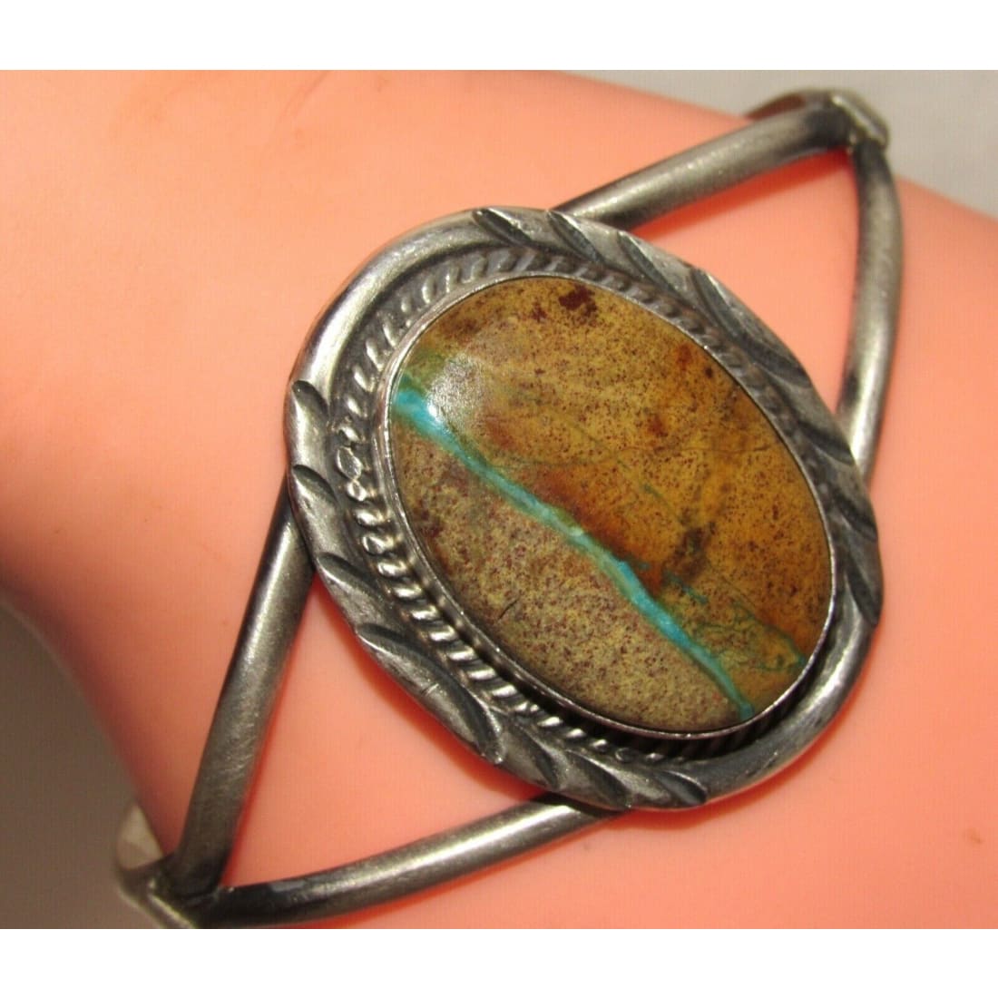 Navajo Boulder Turquoise Cuff Bracelet Sterling Silver