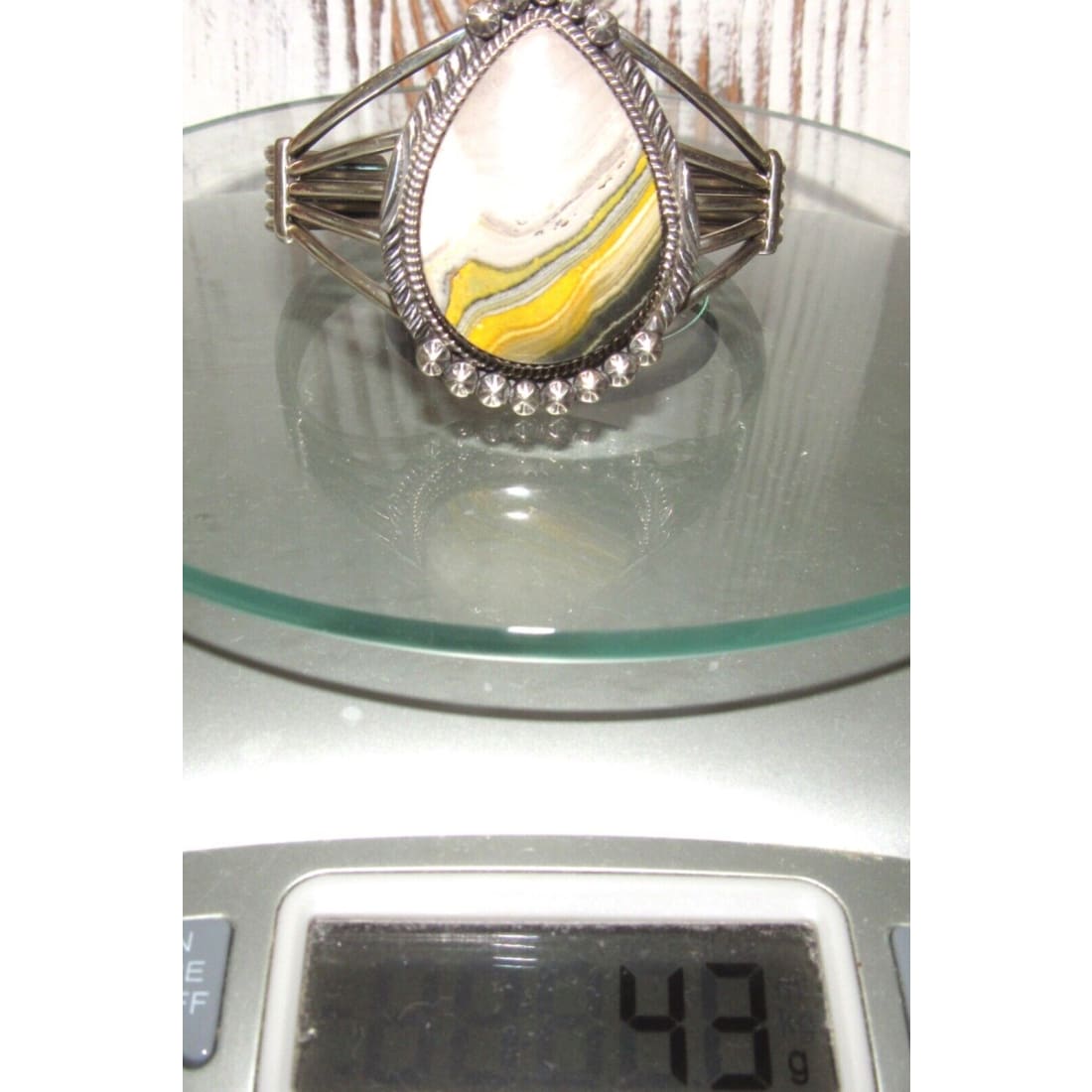 Navajo Bumblebee Jasper Cuff Bracelet Sterling Silver P.